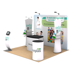 A high quality portable exhibition and display system using tube-lock framing and textile graphics
